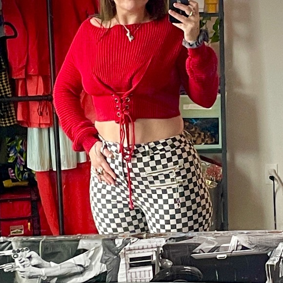 SEEK Chunky knit cropped corset puff sleeve sweater - Picture 3 of 8